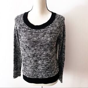 Eileen Fisher Linen Blend Sweater Grey Black XS